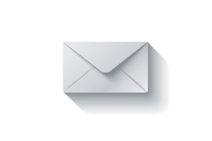 A clean white envelope against a plain background, casting a shadow. Perfect for communication, correspondence, or mailing themes. png