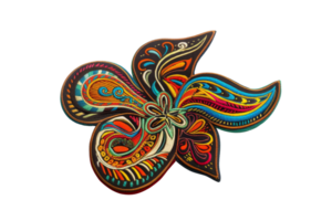 Beautiful intricate colorful mandala-style flower design with vibrant patterns and swirls on a transparent background. png