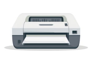 Front view of a modern desktop printer isolated on a transparent background. perfect for office and printing related themes. png