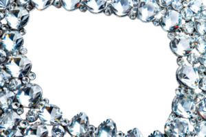 Close-up of a sparkling diamond frame with an empty center space, perfect for adding text, designs or photos. png