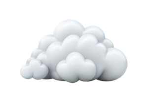 3D rendered fluffy white cloud isolated on a transparent background, perfect for weather and nature-themed designs. png