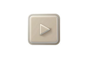 3D illustration of a beige play button icon on a transparent background. Perfect for digital media applications and web design. png