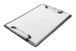 Empty clipboard with a clean white sheet of paper, perfect for notes, lists, and office use. High-quality stock photo. png