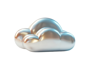 3D metallic cloud illustration on a transparent background. Perfect for representing cloud computing, digital storage, or futuristic technology. png