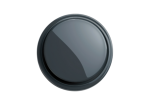 Top view of a black, modern, round button on a transparent background. perfect for technology, interface, or design-related concepts. png