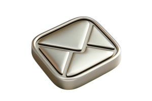 3D illustration of a beige email icon representing digital communication and messaging on a transparent background. png