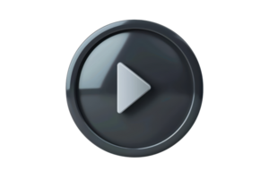 A 3D rendered circular play button icon with a glossy finish, suitable for media, , and audio playback applications. png