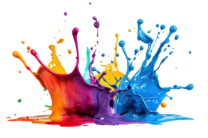 Vibrant splashes of colorful paint creating a dynamic and artistic visual effect. Perfect for creative and artistic projects, ads, and designs. png