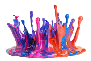 Abstract splash of vibrant multicolored paint isolated on a transparent background. showcasing creative, expressive and dynamic artistic expression. png