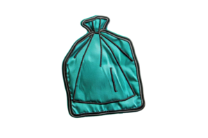Reusable green fabric bag for storage or transportation, isolated on transparent background. with tied top. png