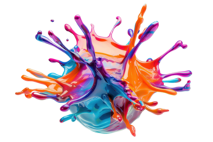 Vibrant explosion of colorful paint splashes on transparent background. representing creativity and abstract art. png