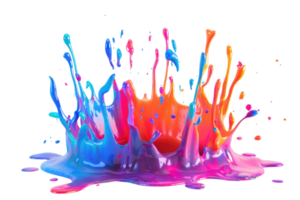 Colorful splash of paint captured with a high-speed camera, creating a vibrant and dynamic abstract art piece. png