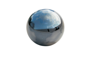 A polished reflective sphere, capturing the sky and surroundings, creating a unique and interesting visual effect with a futuristic feel. png