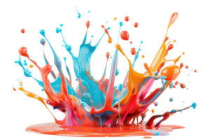 Vibrant splash of colorful paint creating an artistic explosion of hues, perfect for design, art, creativity, and colorful background concepts. png