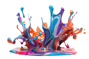 Vibrant and colorful paint splash isolated on transparent background. Perfect for creative design, art projects, and visual decoration. png