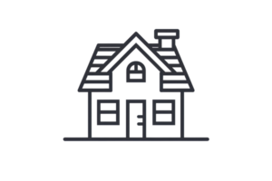 illustration of a simple house symbol, representing home, real estate or architecture. Clean lines and minimalist design. png