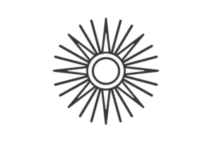 illustration of a sunburst pattern with rays radiating from a central circle, perfect for design projects, logos, and backgrounds. png