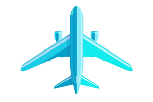 illustration of an airplane in blue tones on a transparent background. viewed from above, ideal for travel and aviation themes. png