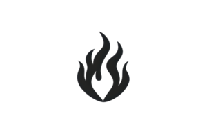 Abstract black flame icon on transparent background, symbolizing fire, energy, and heat. Ideal for design, branding, and web use. png