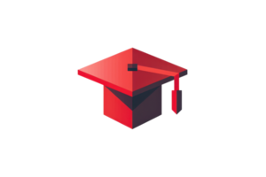 A vibrant, red graduation cap symbolizing achievement and learning. Ideal for education, academia, and success-themed visuals. png