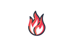 Abstract illustration of a multicolored flame, symbolizing fire, heat, energy, and passion on a transparent background. png