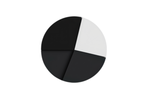 Abstract circular pie chart with black and white sections on a plain transparent background. representing data visualization and statistical analysis. png