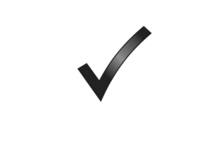 Black check mark on a transparent background, symbolizing approval, correctness, or completion. Ideal for business and educational usage. png