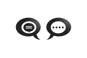 Black chat bubble icons with different text indicators. Ideal for communication, messaging, and social media concepts. png