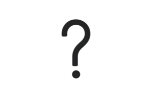 Black question mark symbol isolated on a transparent background, representing inquiry, curiosity, and uncertainty. png