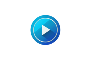 Blue circular play button icon isolated on transparent background. perfect for media, , and music-related projects, or web applications. png