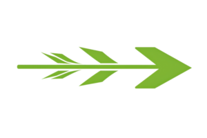Green arrow icon pointing to the right, isolated on a transparent background, perfect for web design and direction themes. png