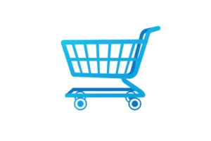 Blue shopping cart icon on a transparent background, symbolizing online shopping, retail, and e-commerce. Ideal for websites and applications. png