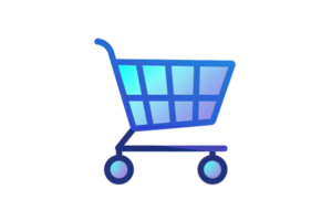 Blue shopping cart icon representing online retail and e-commerce, perfect for websites and digital marketing use png