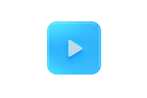 Blue play button icon isolated on transparent background. perfect for multimedia, media players, web design, and user interface applications. png