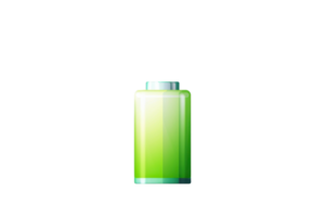 High-quality image of a fully charged green battery icon, symbolizing energy efficiency and full power, isolated on a transparent background. png