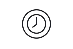 Minimalistic icon of a clock indicating time management, punctuality, and schedule concepts. Ideal for business and productivity illustrations. png