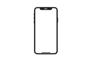 Modern smartphone mockup with blank screen, isolated on transparent background. Perfect for app design presentations or UI demos. png