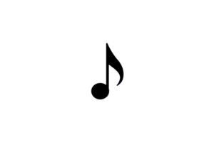 Simple black musical note icon on a transparent background, ideal for music-related projects, apps, websites, and graphic design. png