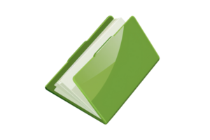 Green folder icon with documents, symbolizing organization, paperwork, and office tasks. Ideal for business, administration, or digital use. png