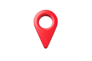 Red location pin icon on transparent background. symbolizing navigation, GPS, and map point. 3D rendering, isolated illustration. png