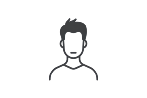 Silhouette of a man's head and shoulders. Simple icon representing an anonymous male figure suitable for various uses. png