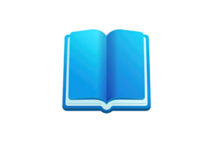 Graphic illustration of an open blue book, perfect for educational, academic, and reading-related themes and designs. png
