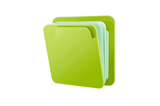 Green folder icon with multiple tabs, isolated on transparent background. Perfect for office, documents, and organization concepts. png