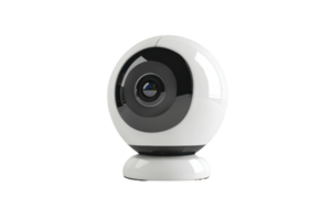 High-resolution white black security camera, isolated on transparent background. Perfect for technology, surveillance, and security concept. png