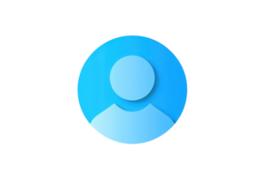 Minimalistic blue user profile icon featuring a simple human silhouette, ideal for websites, social media, and user interfaces. png