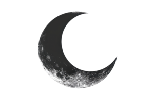 Mystical crescent moon with detailed surface texture. Perfect for astronomical themes, night-related designs, and celestial-inspired artwork. png