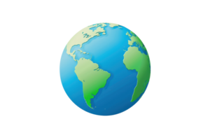Illustration of planet Earth showing continents over blue oceans, emphasizing global nature, environment, and world geography concepts. png