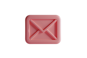 Pink 3D mail icon on transparent background, perfect for email, communication, and messaging related concepts. png
