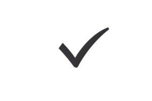 Minimalist black check mark symbol isolated on transparent background. representing confirmation, approval, and completion in a clean design. png