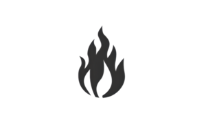 Black flame icon on a transparent background, perfect for use in safety, warning, or fire-related designs or projects. png